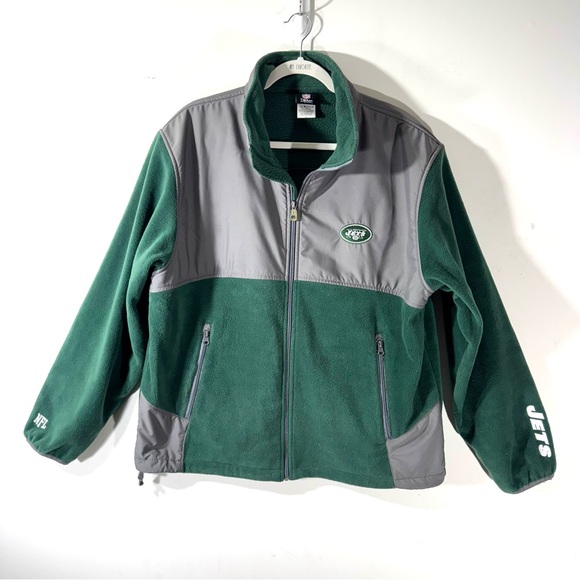 Nfl Team Other - NFL Green and Gray New York Jets Full Zip Fleece Jacket